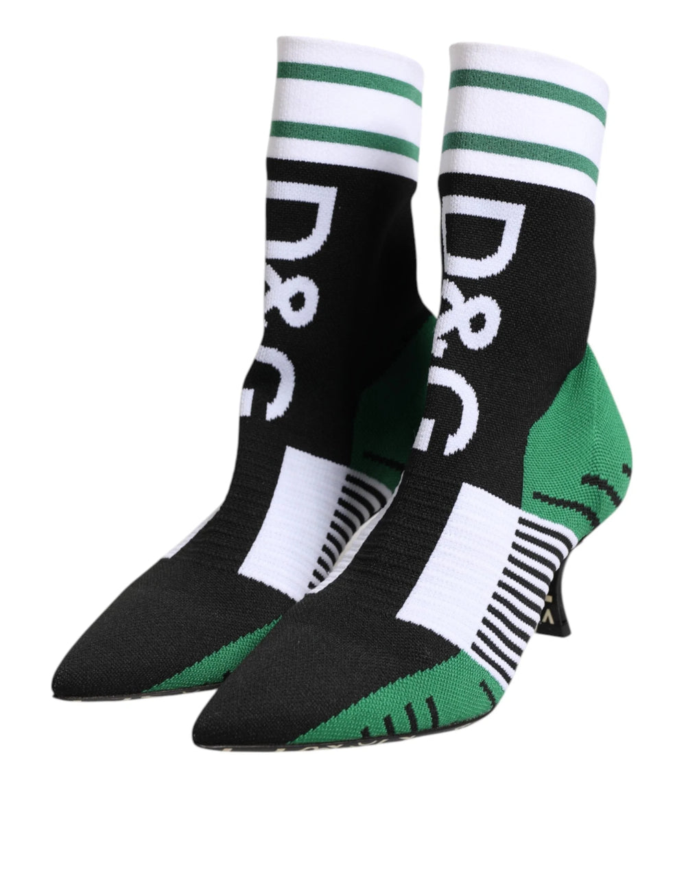 Zadny pohlad na elasticke kotnickove topanky Dolce & Gabbana, zdorňujuce presnu konstrukciu opatku a priliehavu siluetu.