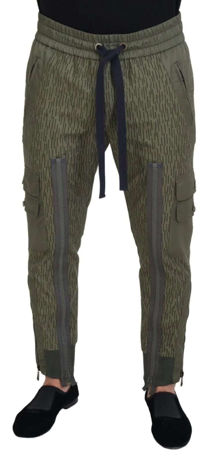Dolce & Gabbana Green Striped Cargo Zipper Leg Men Trouser Pants - IT48 | M - Cargo Pants