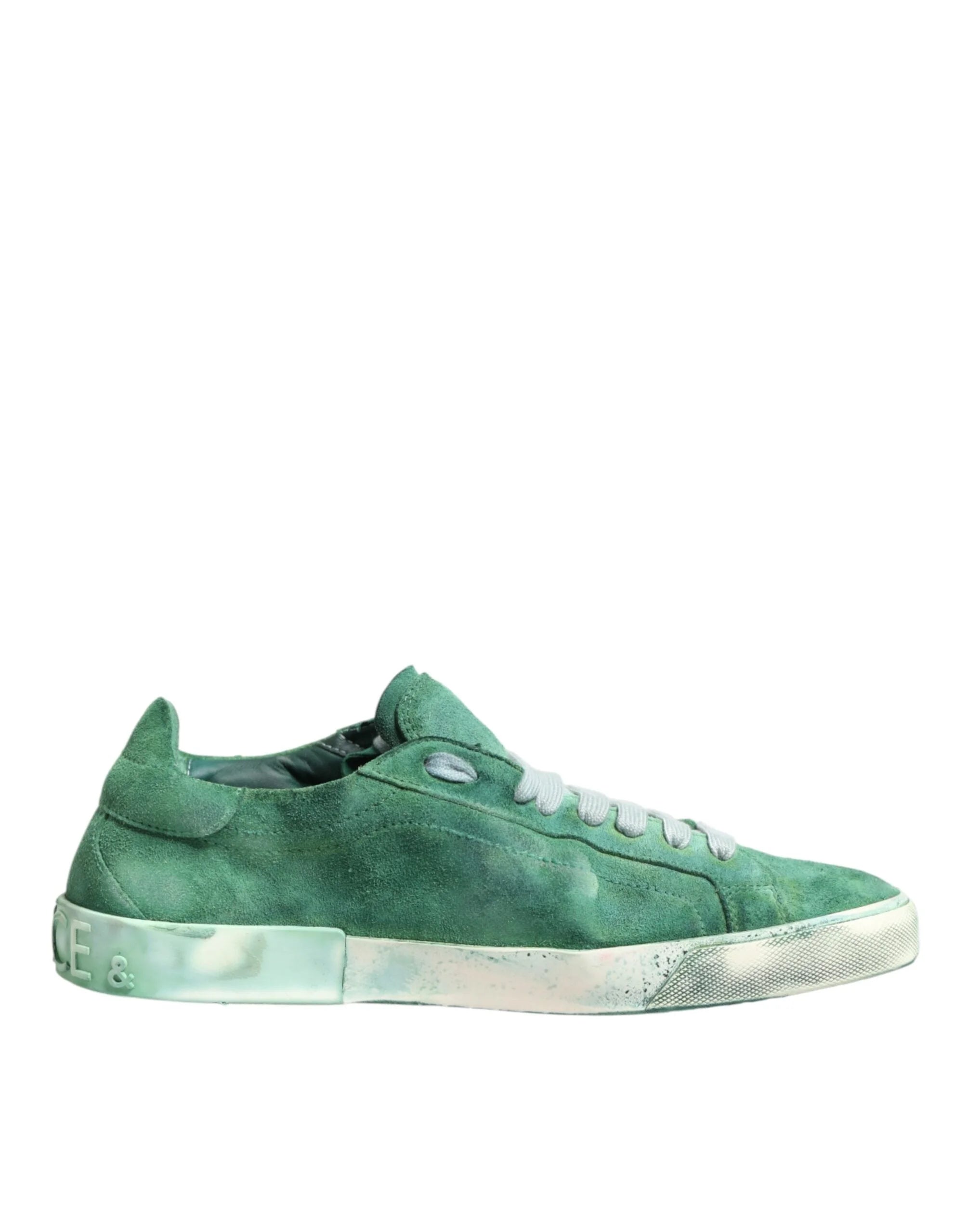 Dolce & Gabbana Green Suade DG Logo Sole Low Top Sneakers Shoes - EU44/US11