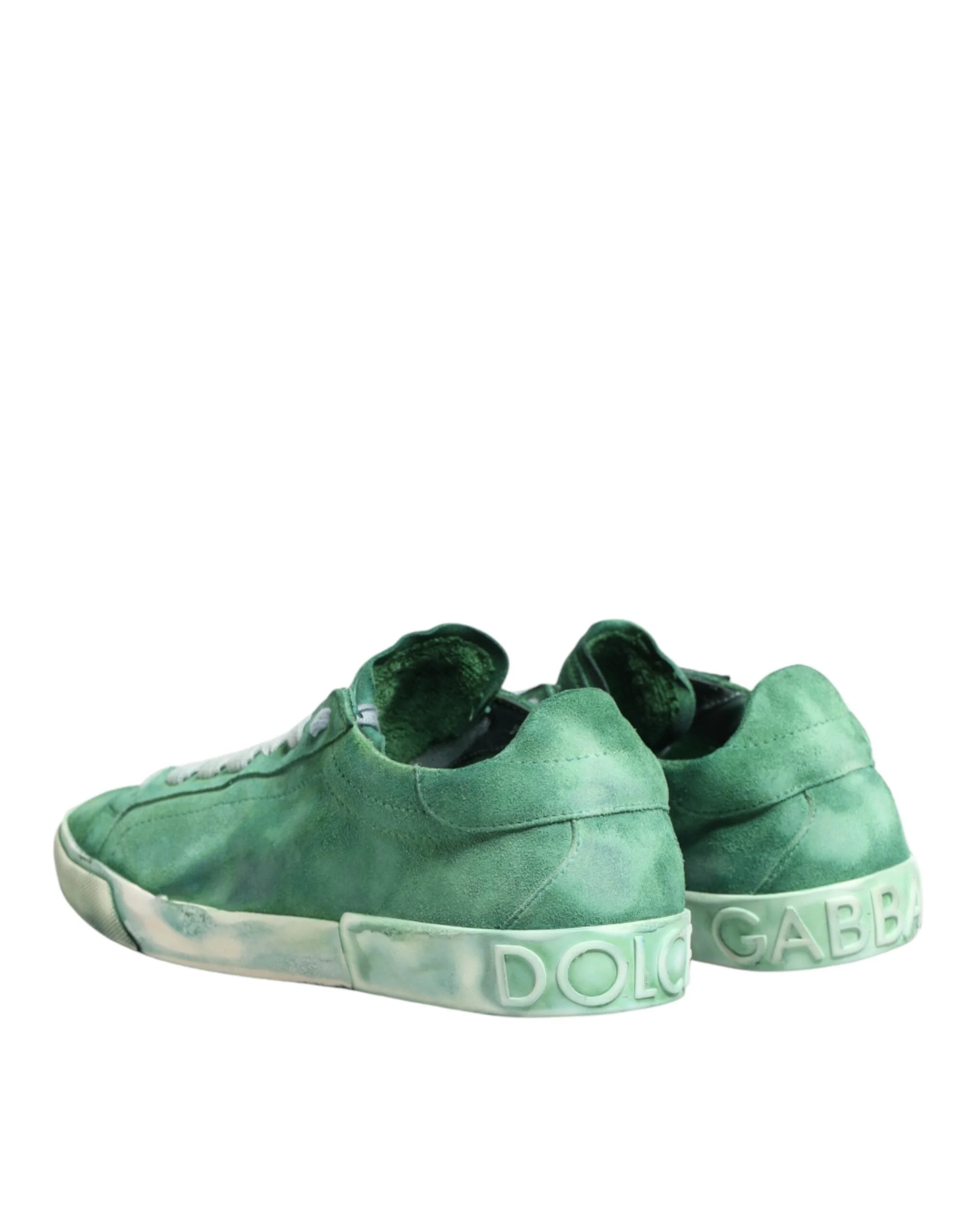 Dolce & Gabbana Green Suade DG Logo Sole Low Top Sneakers Shoes - EU44/US11
