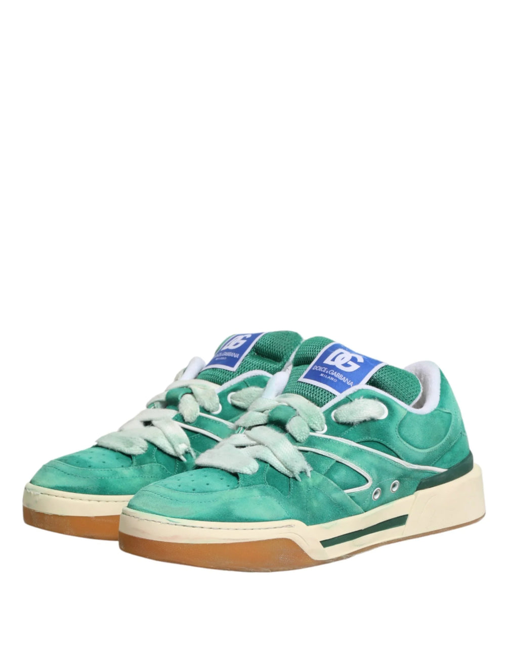 Dolce & Gabbana Green Suede New Roma Low Top Sneakers Shoes - EU44/US11