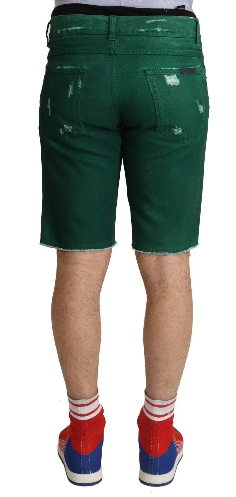 Dolce & Gabbana Green Tattered Cotton Men Denim Bermuda Shorts - IT44 | XS - Bermudas