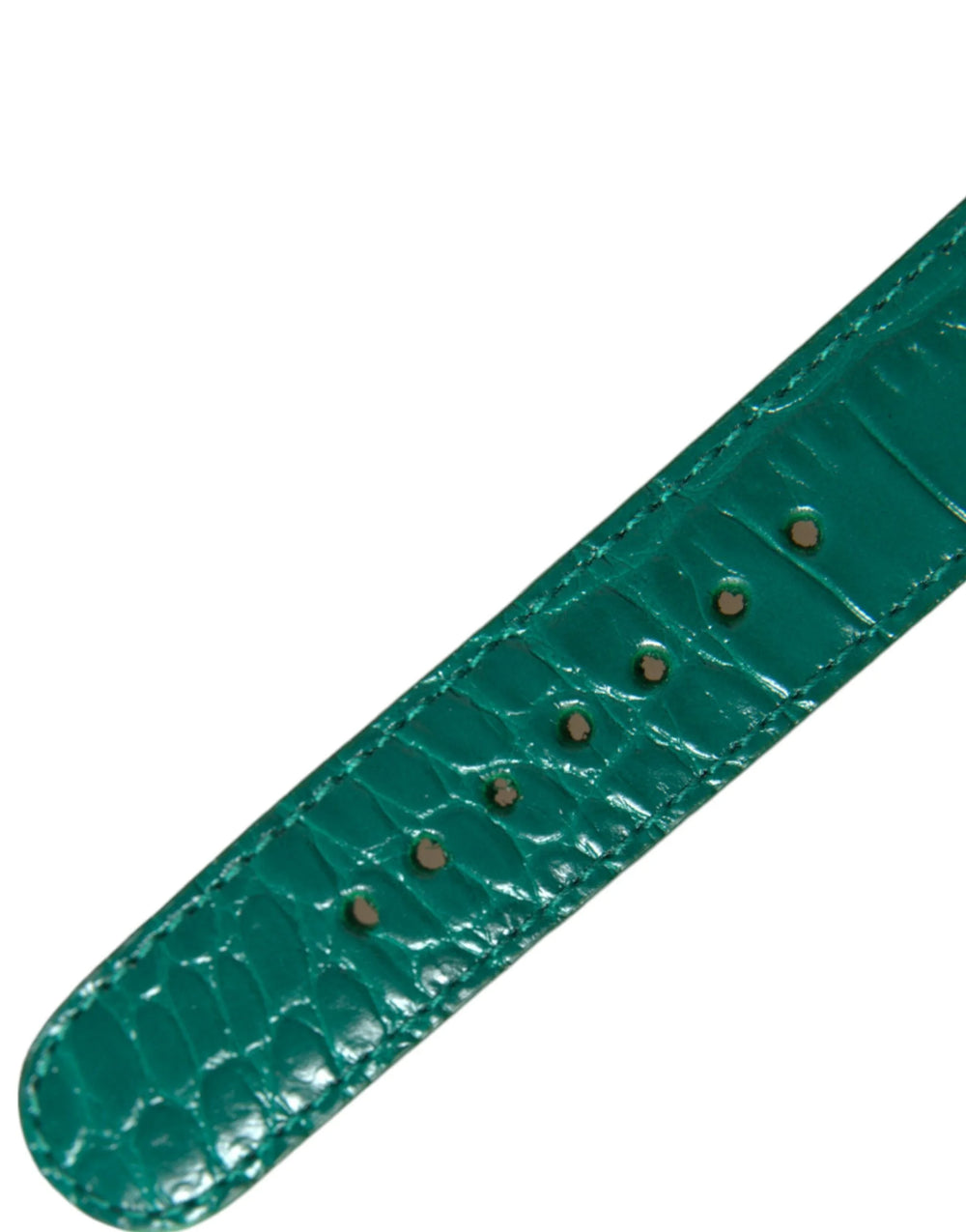 Dolce & Gabbana Green Textured Leather Gold Tone Metal Buckle Neckband - Belts