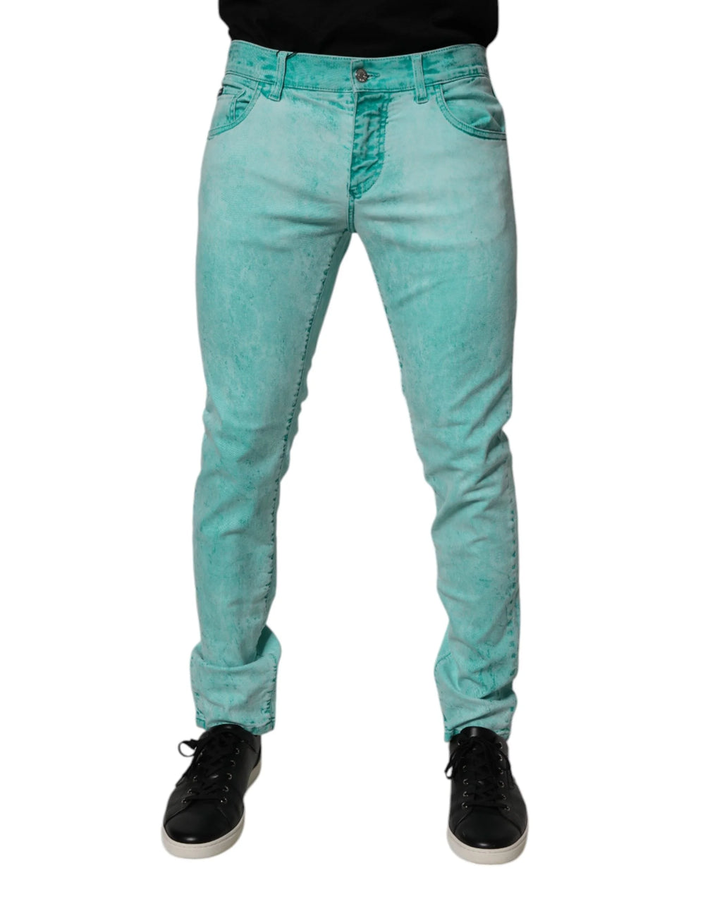 Dolce & Gabbana Green Tie Dye Cotton Skinny Men Denim Jeans - IT48 | M - Jeans