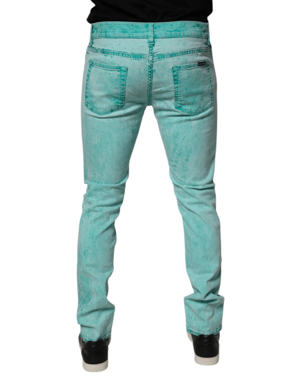 Dolce & Gabbana Green Tie Dye Cotton Skinny Men Denim Jeans - IT48 | M - Jeans