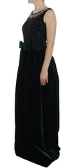 Dolce & Gabbana Green Velvet Crystal Long Maxi Dress - IT38|XS - Dresses