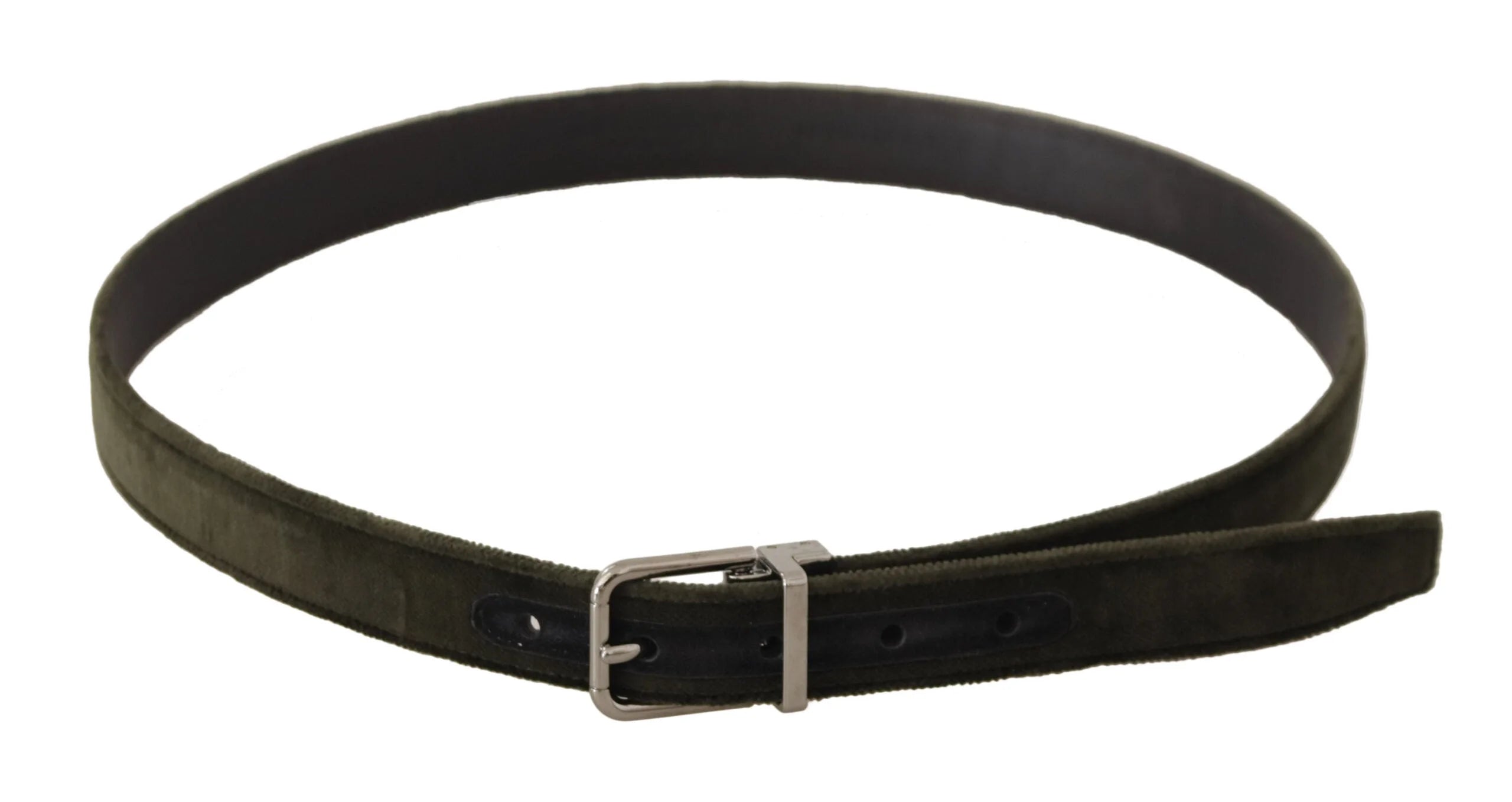 Dolce & Gabbana Green Velvet Silver Tone Metal Buckle Belt - 95 cm / 38 Inches - Belts