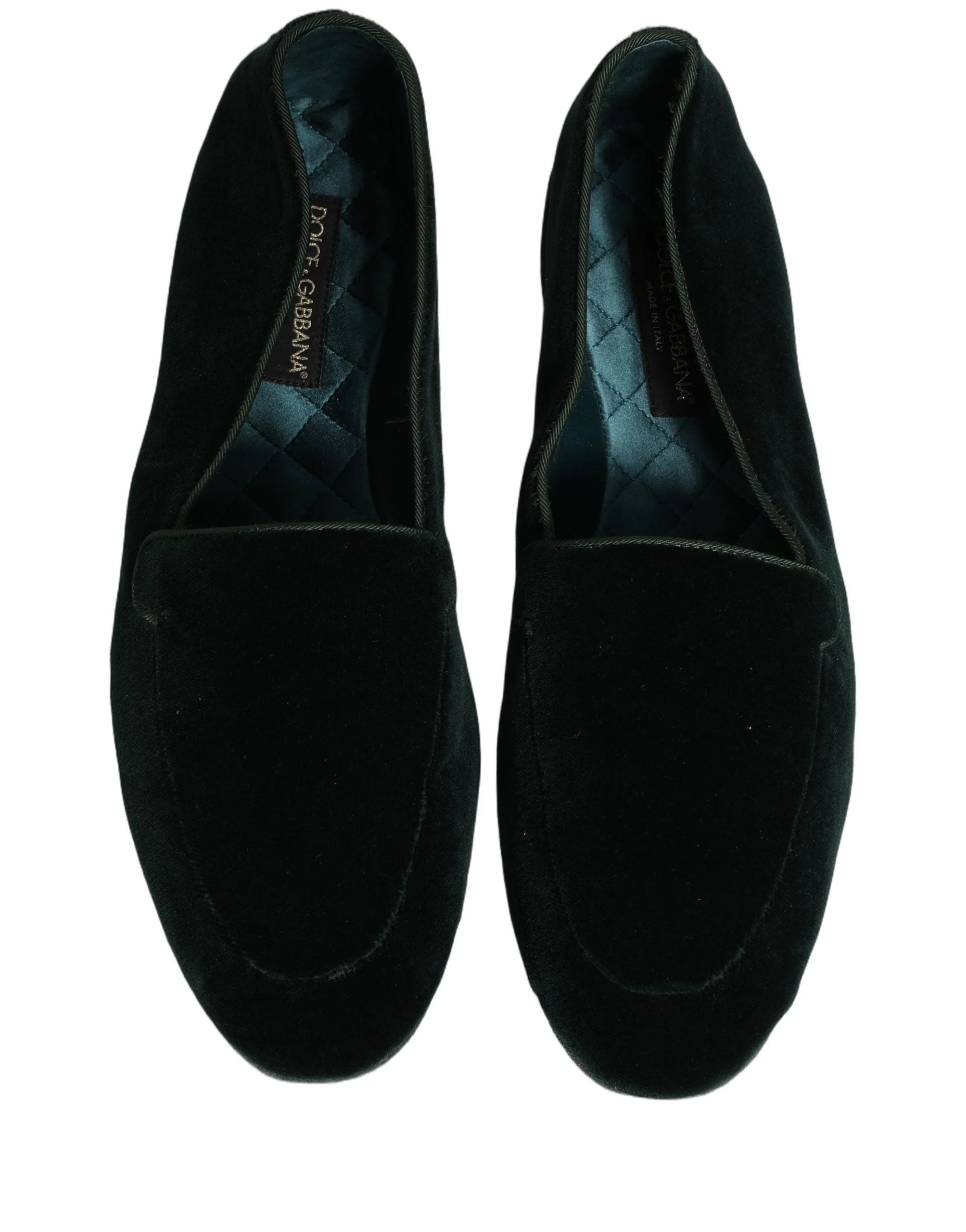 Dolce & Gabbana Green Velvet Slip On Men Flats Loafers Shoes - EU44/US11
