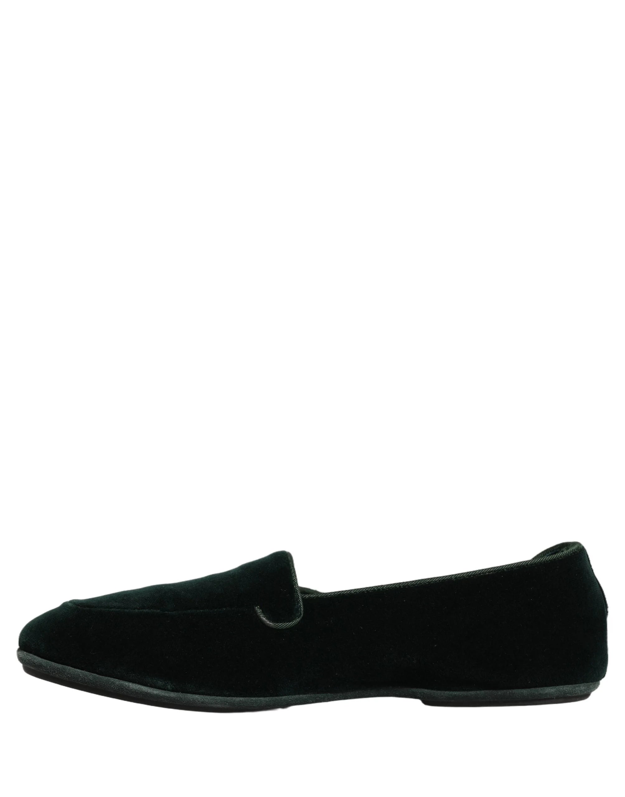 Dolce & Gabbana Green Velvet Slip On Men Flats Loafers Shoes - EU44/US11