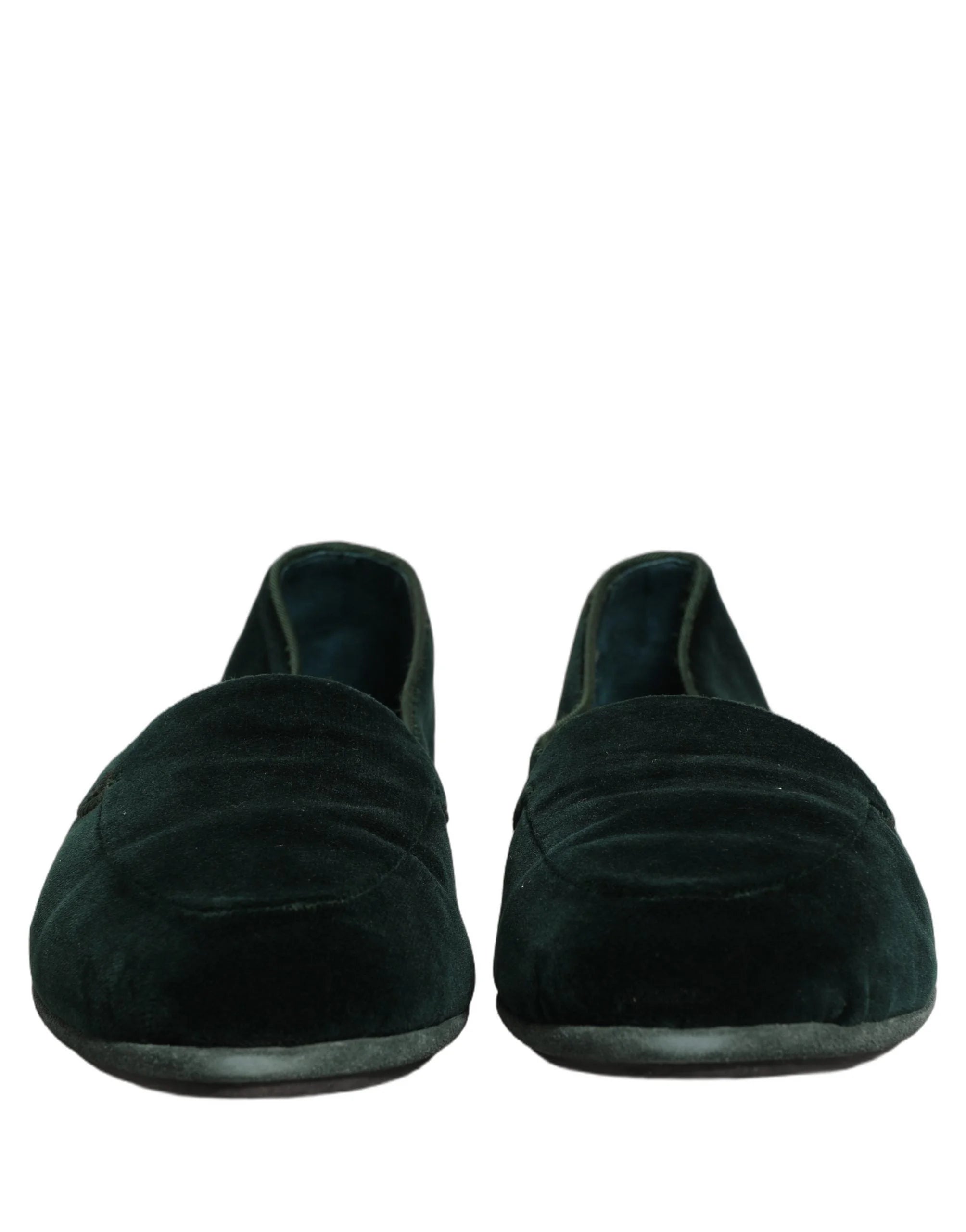 Dolce & Gabbana Green Velvet Slip On Men Flats Loafers Shoes - EU44/US11