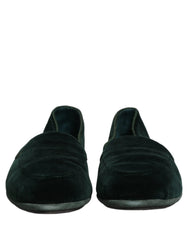 Dolce & Gabbana Green Velvet Slip On Men Flats Loafers Shoes - EU44/US11
