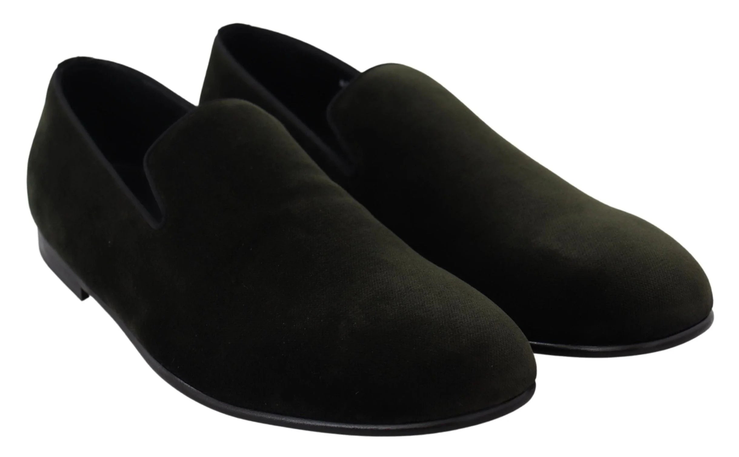 Dolce & Gabbana Green Velvet Slip On Mens Loafers Shoes - EU39/US6 - Flats