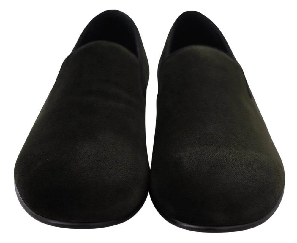 Dolce & Gabbana Green Velvet Slip On Mens Loafers Shoes - EU39/US6 - Flats