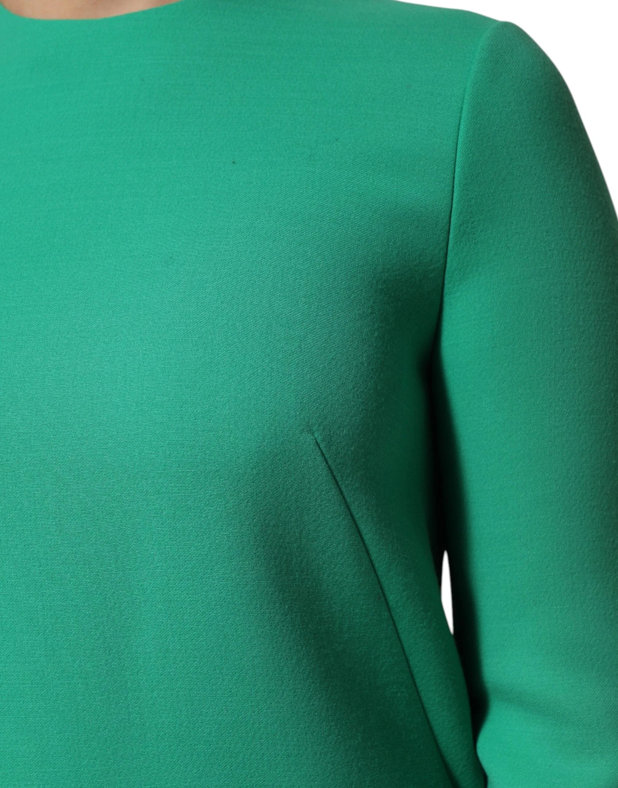 Dolce & Gabbana Green Viscose Acetate Mini Long Sleeve Dress - IT40|S - Dresses