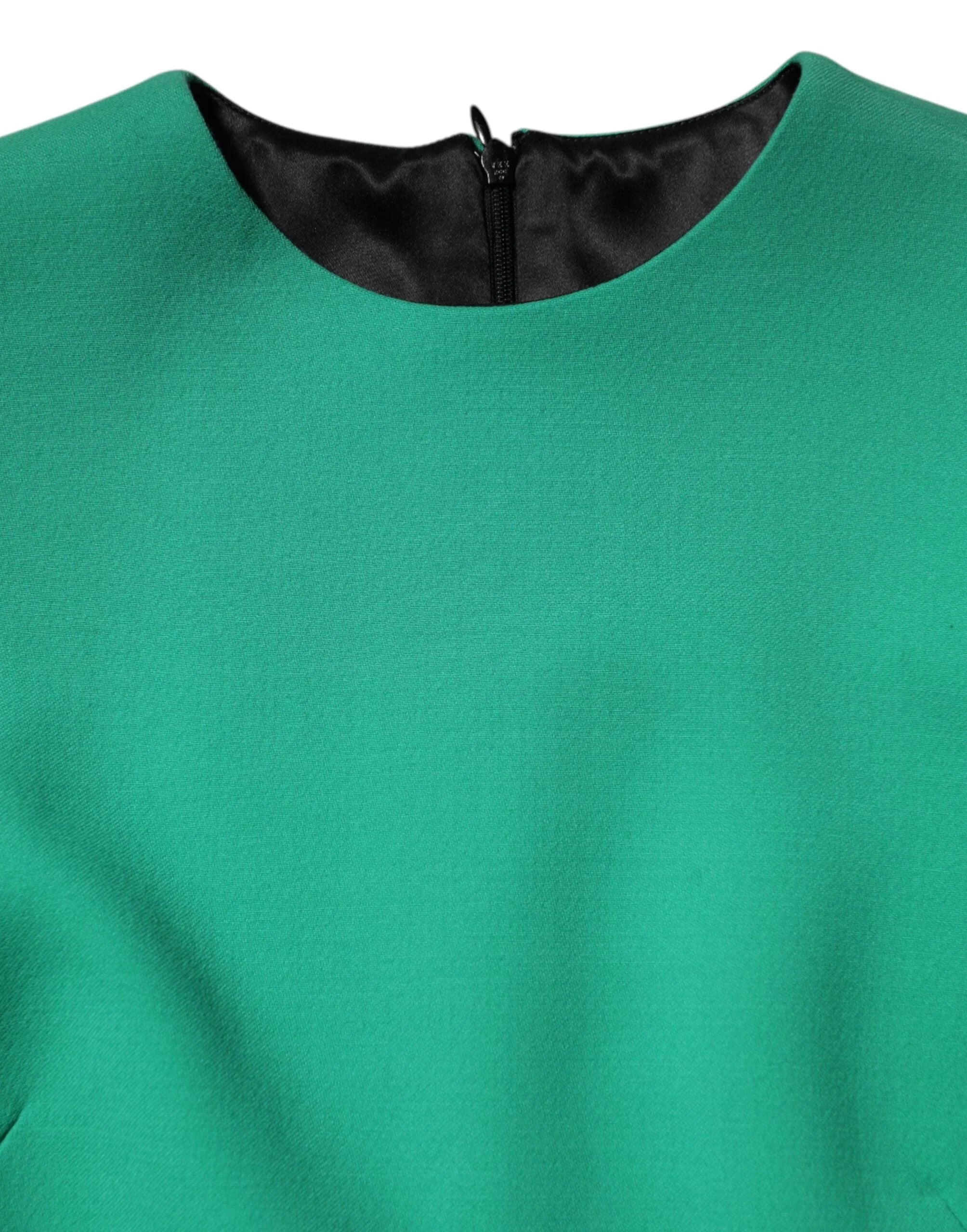 Dolce & Gabbana Green Viscose Acetate Mini Long Sleeve Dress - IT40|S - Dresses