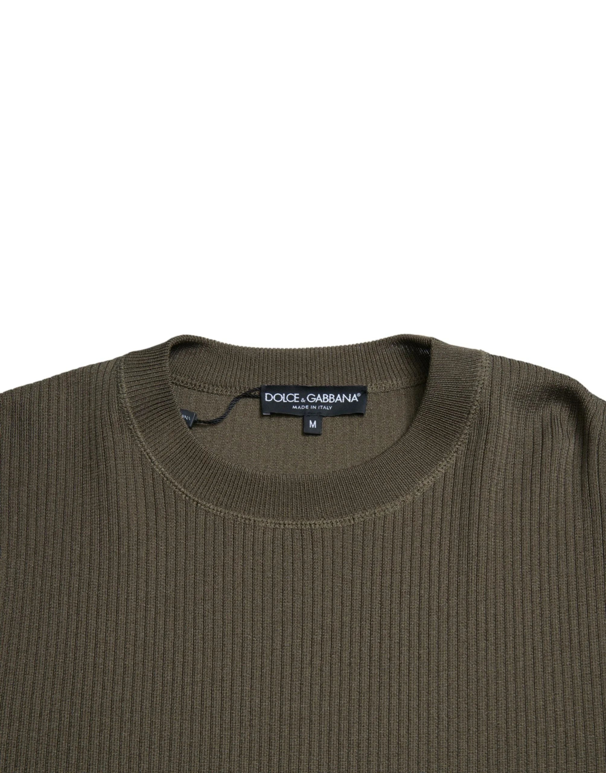 Dolce & Gabbana Green Viscose Crew Neck Men Pullover Sweater - IT48 | M