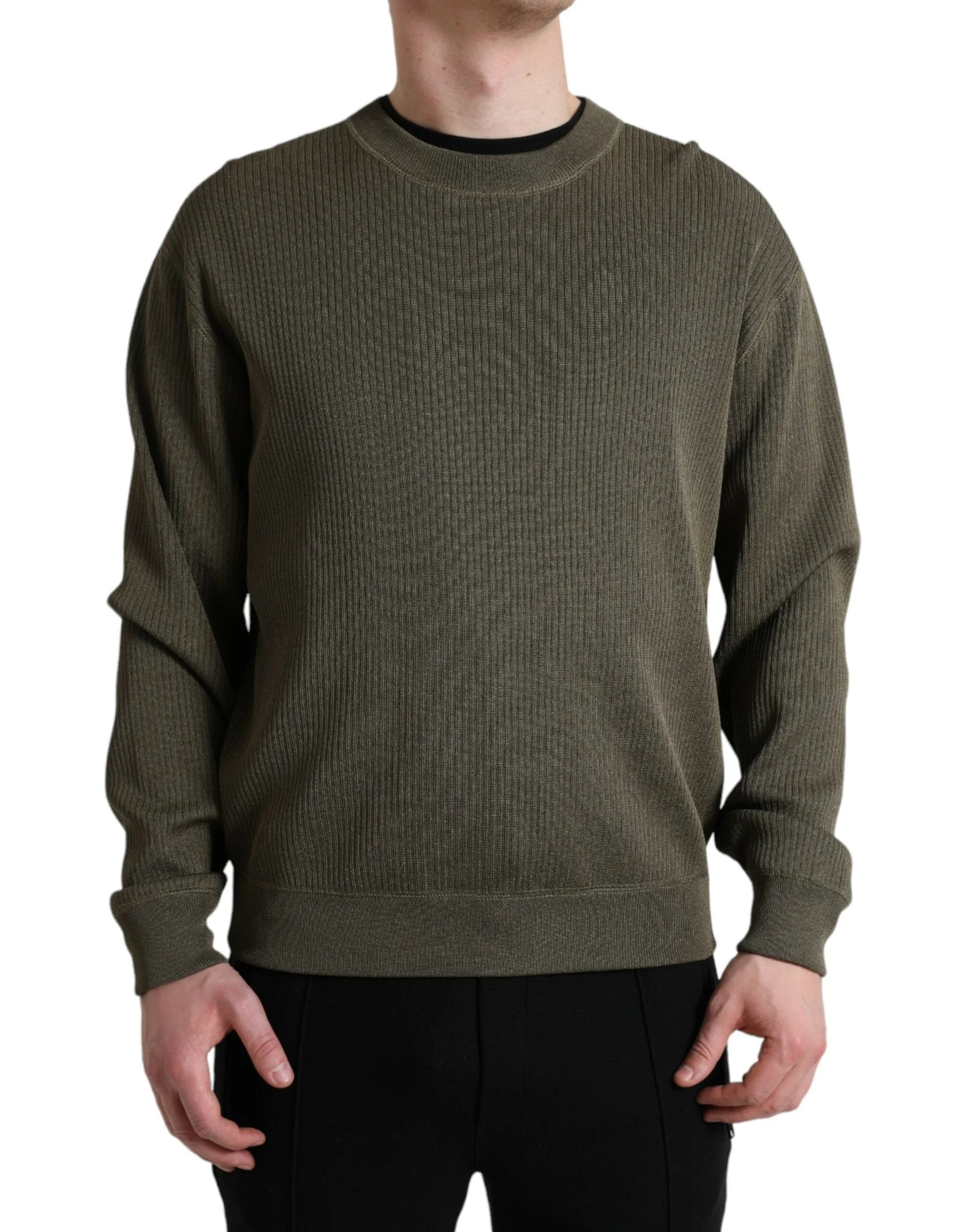 Dolce & Gabbana Green Viscose Crew Neck Men Pullover Sweater - IT48 | M - Sweaters