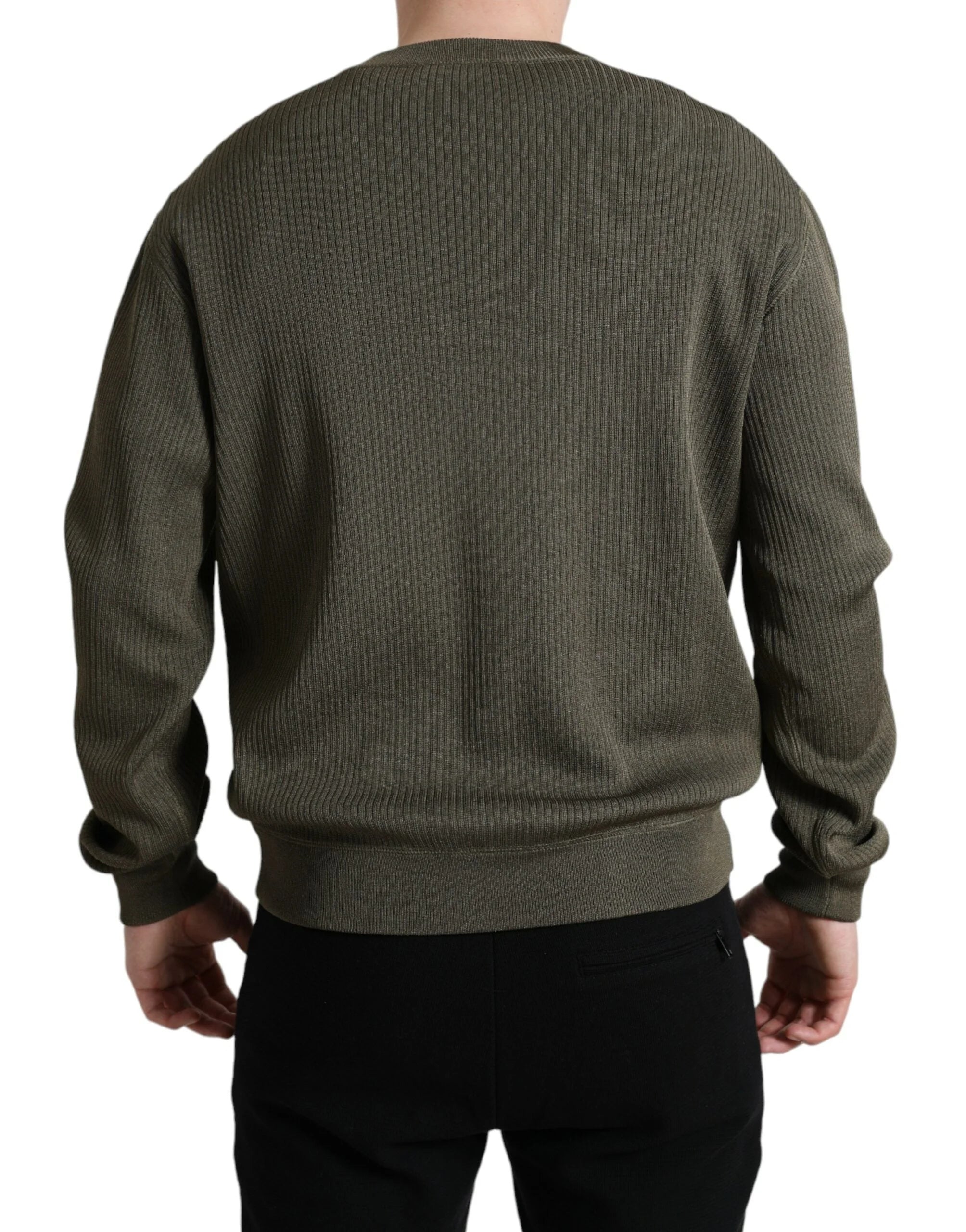 Dolce & Gabbana Green Viscose Crew Neck Men Pullover Sweater - IT48 | M