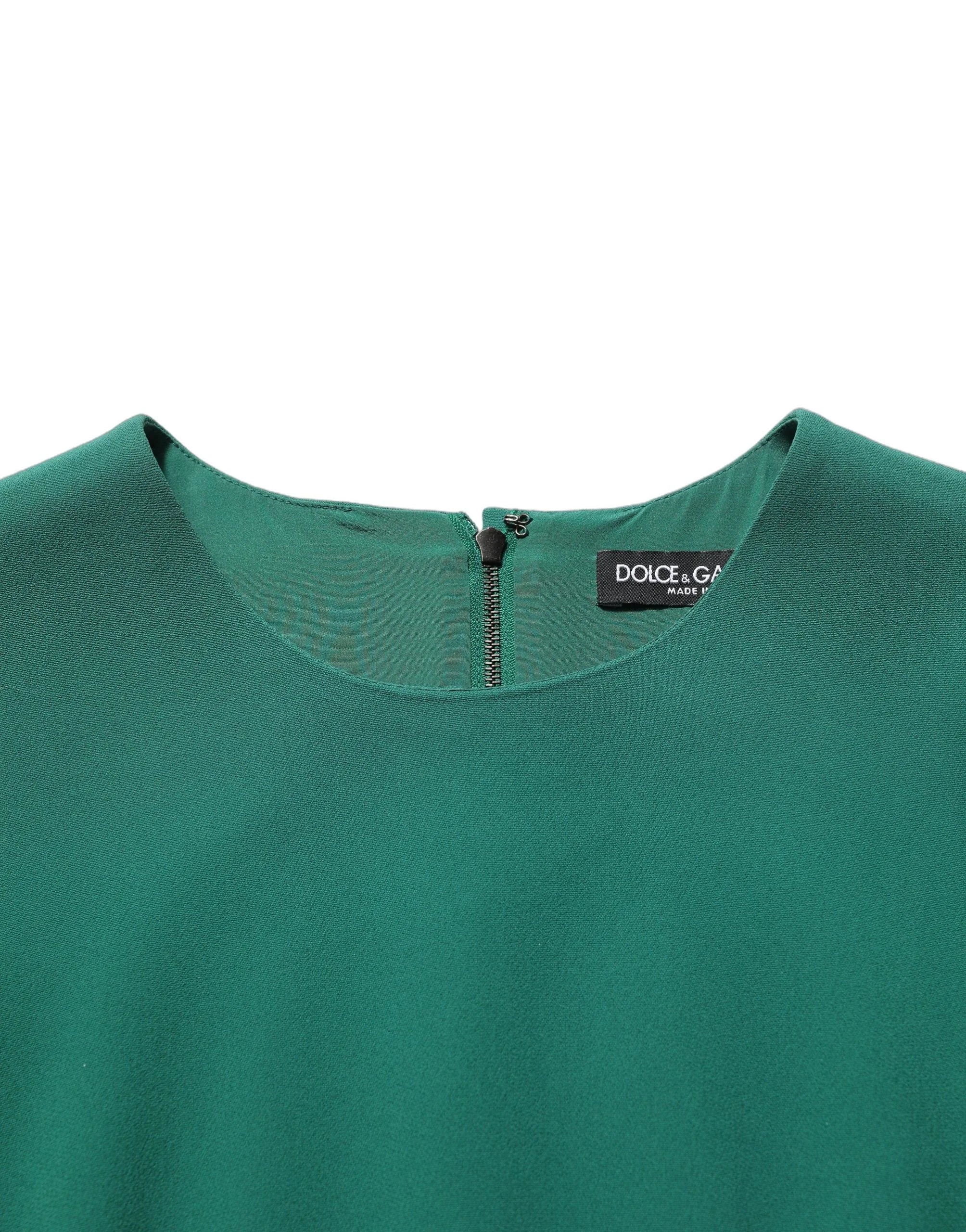 Dolce & Gabbana Green Viscose Long Sleeves A-line Mini Dress - IT38 | XS