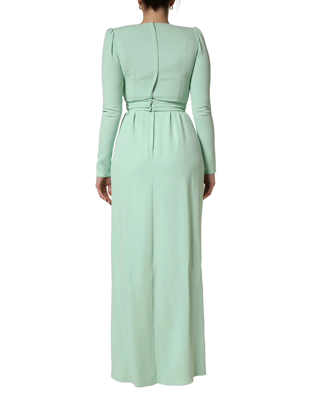 Dolce & Gabbana Green Viscose Long Sleeves Long Gown Dress - IT40|S