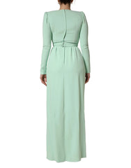 Dolce & Gabbana Green Viscose Long Sleeves Long Gown Dress - IT40|S