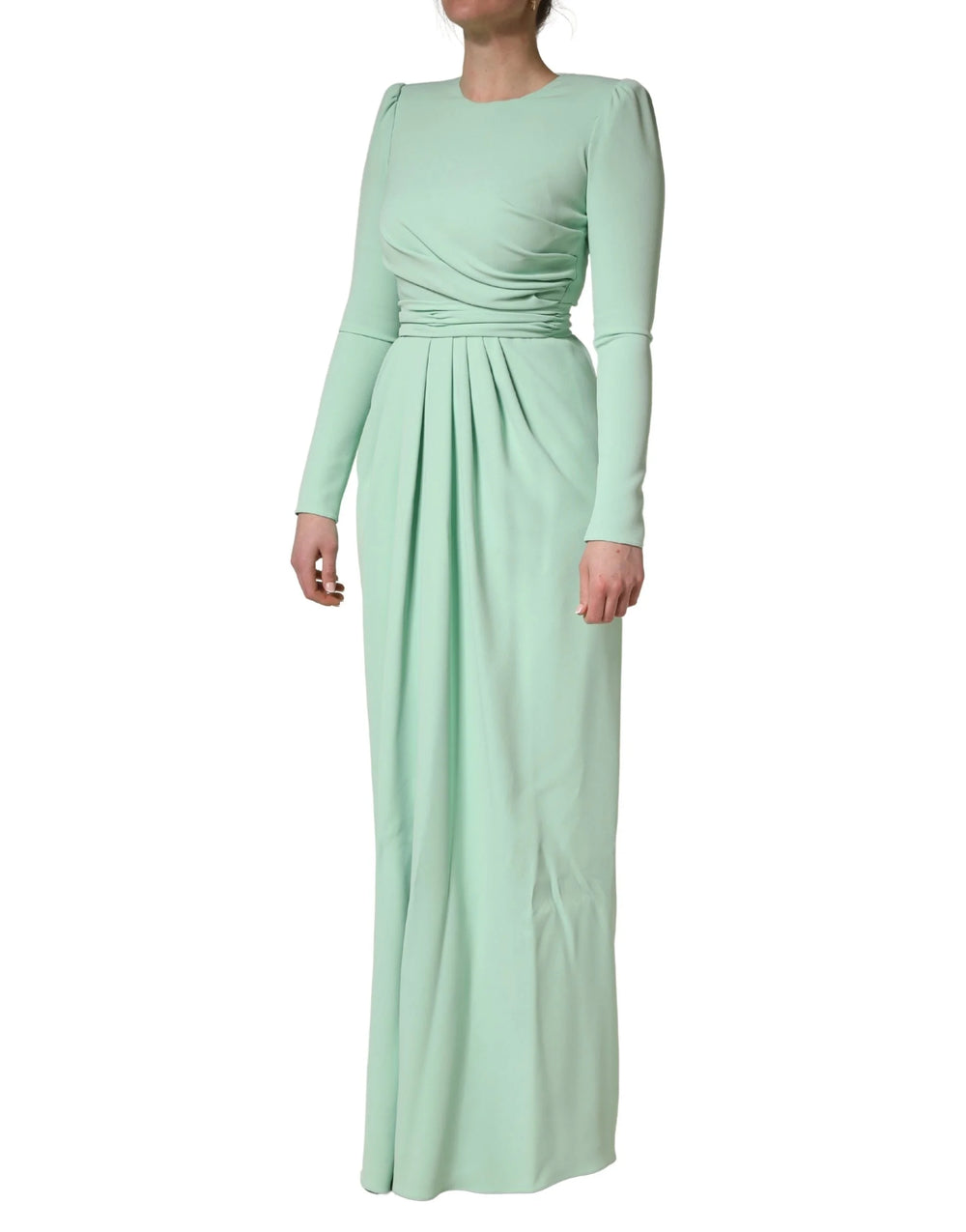 Dolce & Gabbana Green Viscose Long Sleeves Long Gown Dress - IT40|S