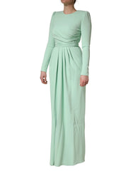 Dolce & Gabbana Green Viscose Long Sleeves Long Gown Dress - IT40|S