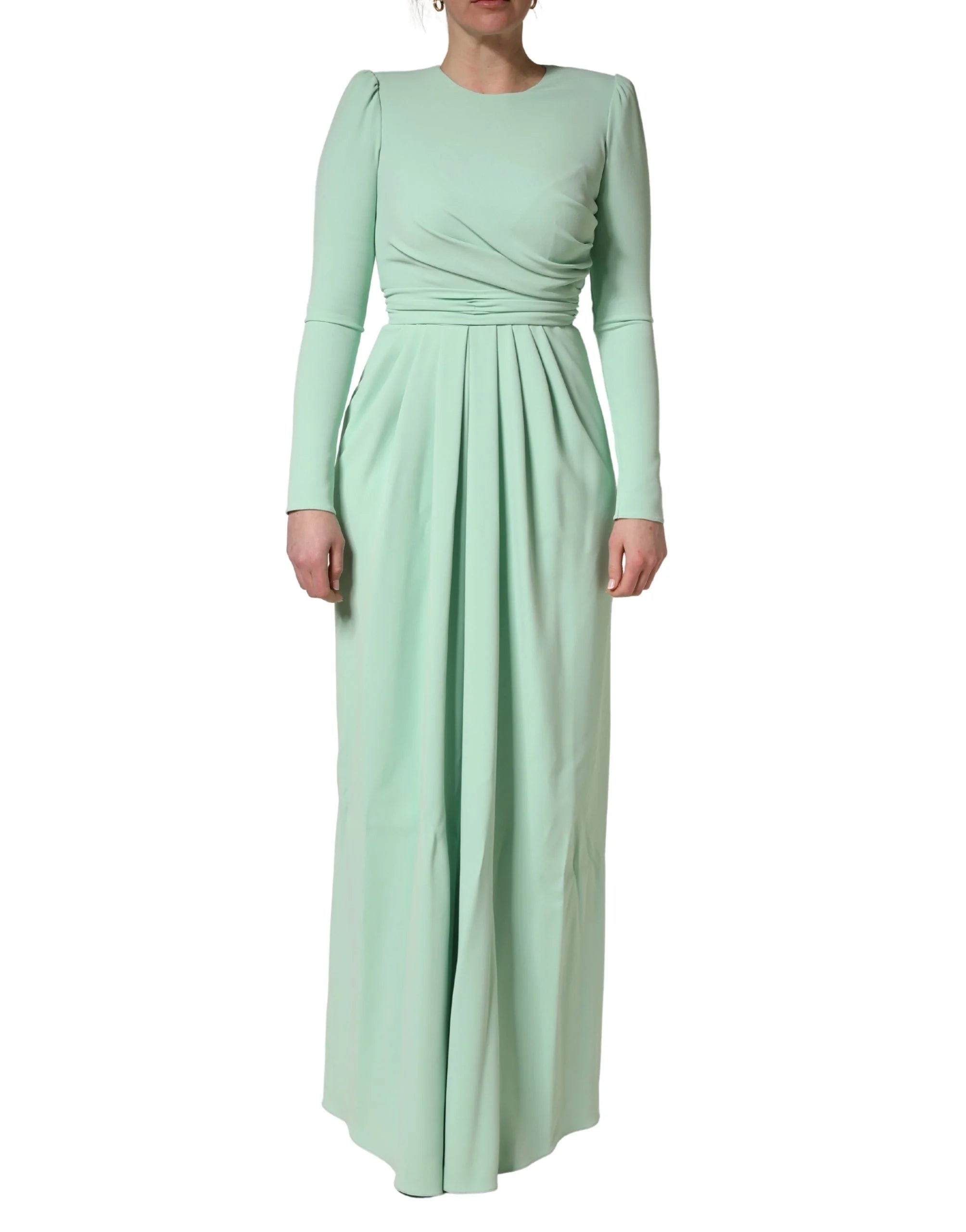 Dolce & Gabbana Green Viscose Long Sleeves Long Gown Dress - IT40|S