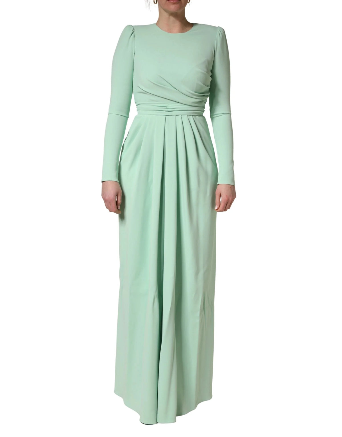 Dolce & Gabbana Green Viscose Long Sleeves Long Gown Dress - IT40|S