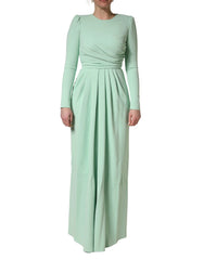 Dolce & Gabbana Green Viscose Long Sleeves Long Gown Dress - IT40|S