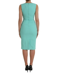 Dolce & Gabbana Green Viscose Sleeveless Bodycon Midi Dress - IT38 | XS - Dresses