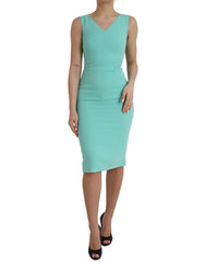 Dolce & Gabbana Green Viscose Sleeveless Bodycon Midi Dress - IT38 | XS - Dresses