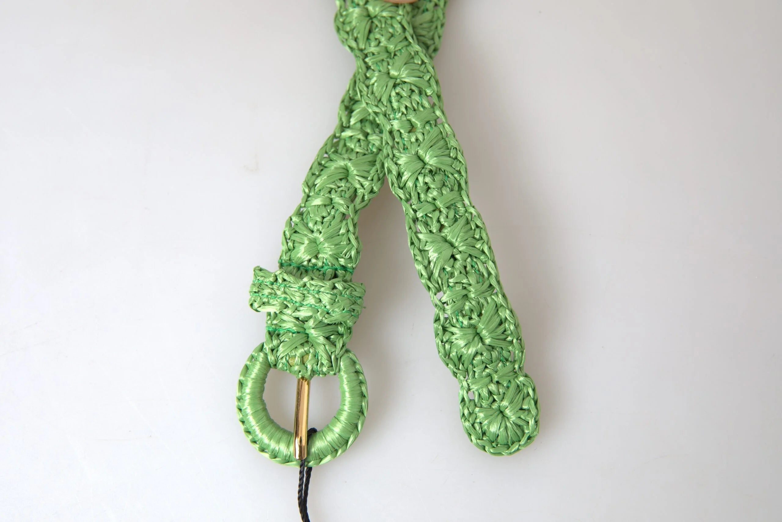 Dolce & Gabbana Green Viscose Weaved Skinny Waist Belt - 70 cm / 28 Inches - Belts