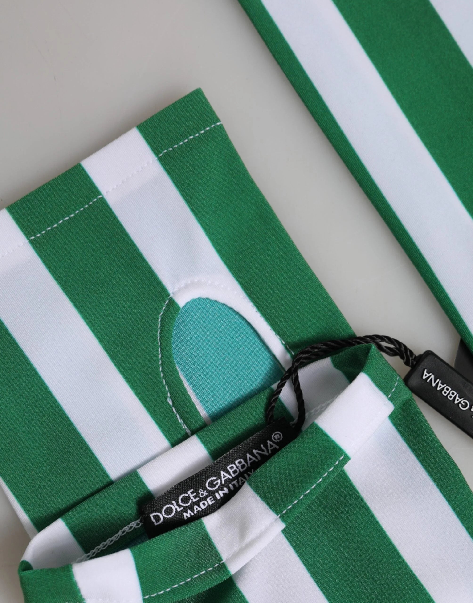 Dolce & Gabbana Green White Nylon Fingerless Wrist Length Gloves - 7|S