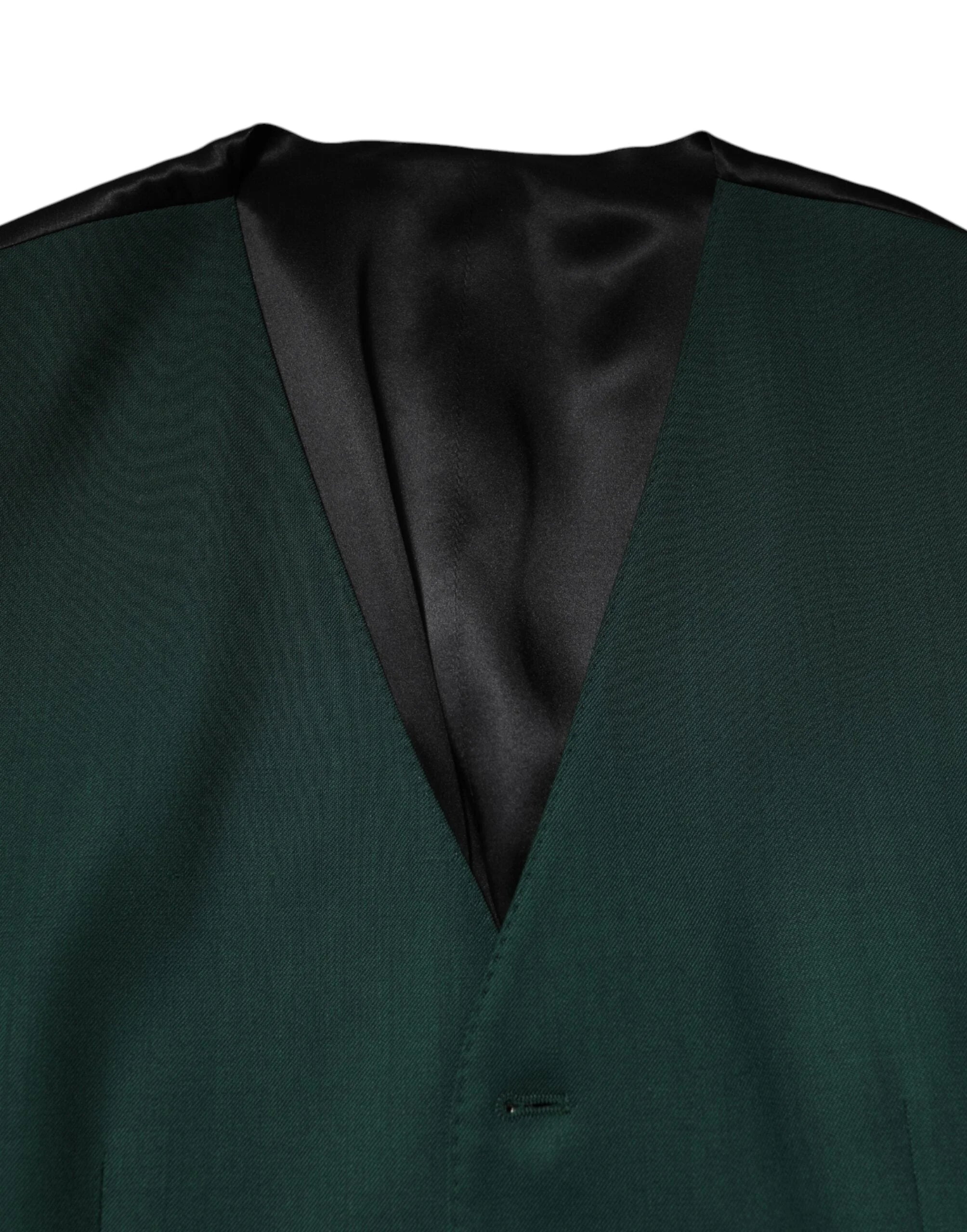 Dolce & Gabbana Green Wool Dress Formal Men Waistcoat Vest - IT48 | M - Vests