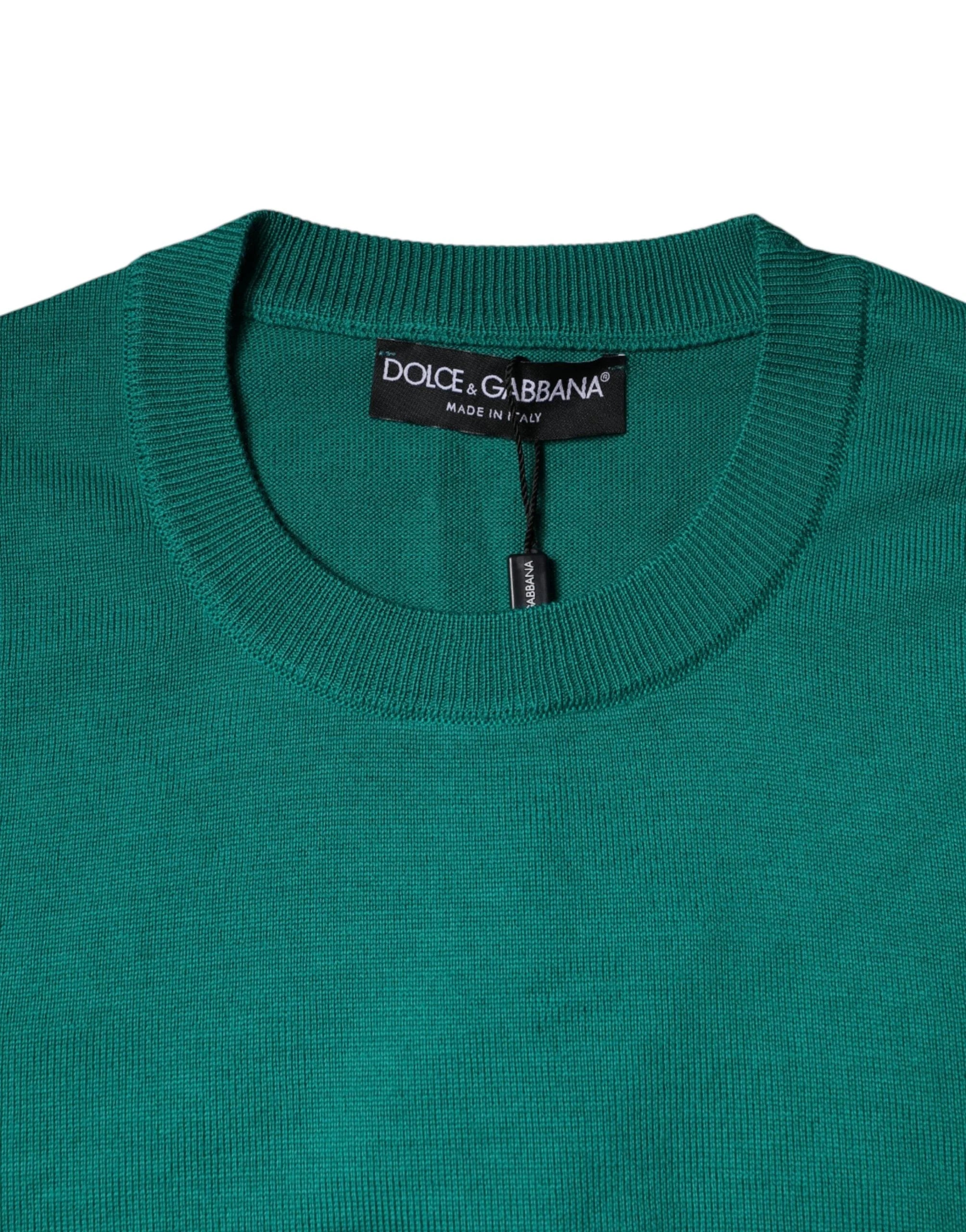 Dolce & Gabbana Green Wool Knit Crew Neck Pullover Sweater - IT44 | XS - Sweaters