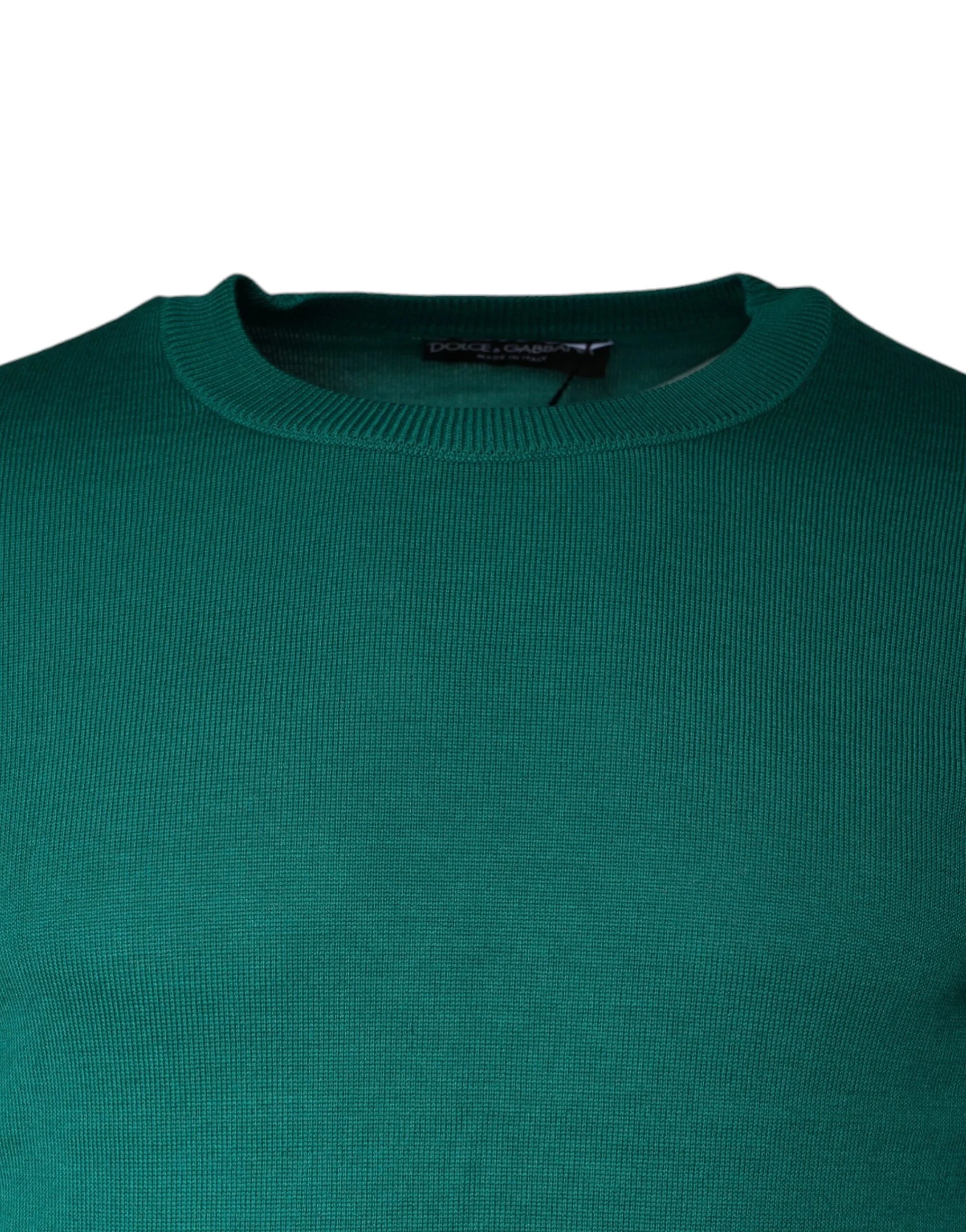 Dolce & Gabbana Green Wool Knit Crew Neck Pullover Sweater - IT44 | XS - Sweaters