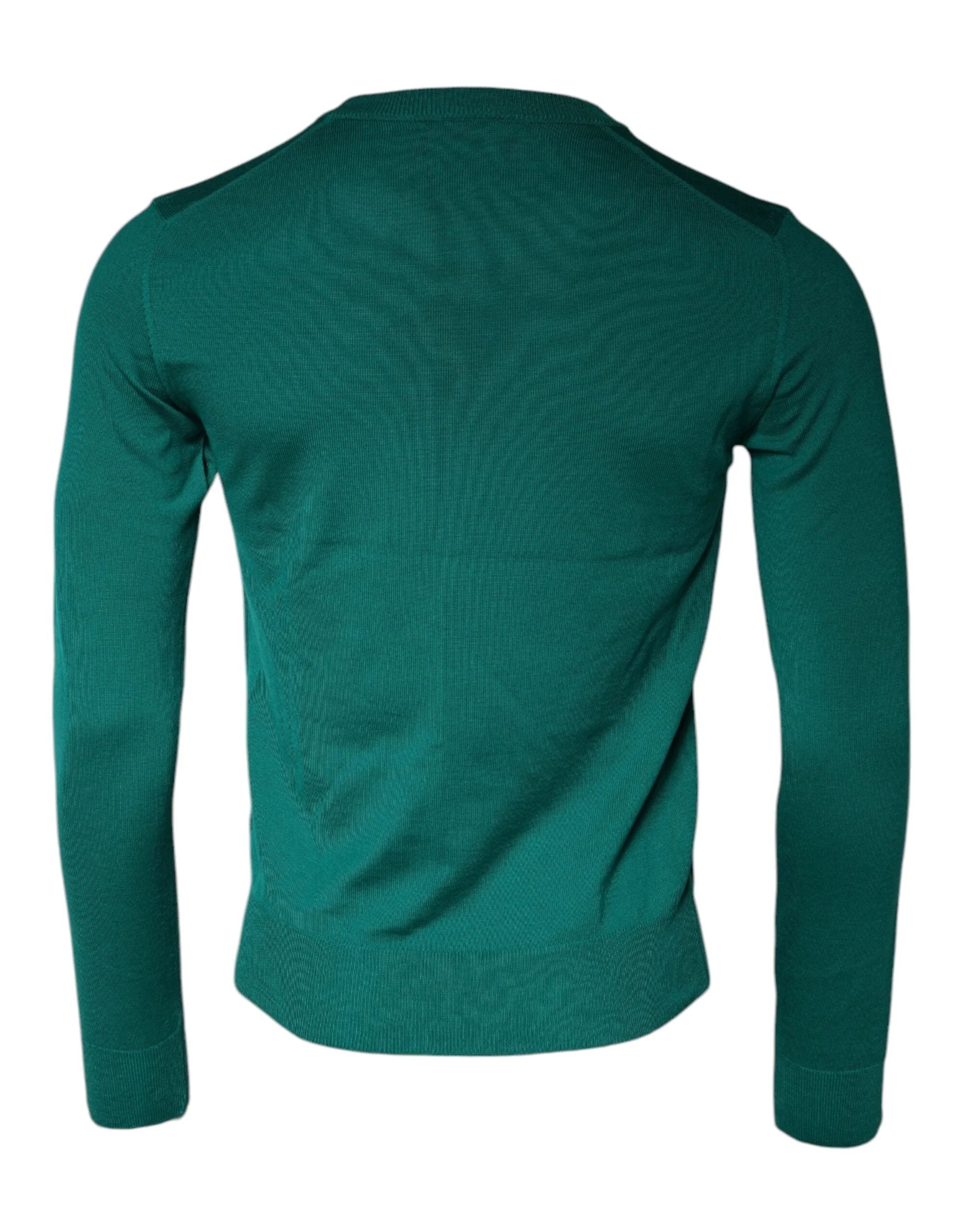 Dolce & Gabbana Green Wool Knit Crew Neck Pullover Sweater - IT44 | XS - Sweaters