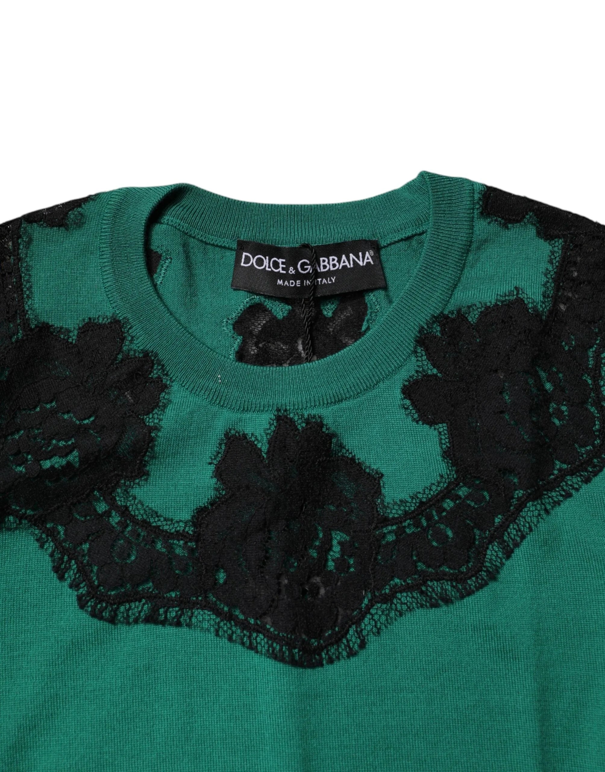 Dolce & Gabbana Green Wool Lace Detail Sleeveless Tank Top - IT36|XXS - Tank Tops