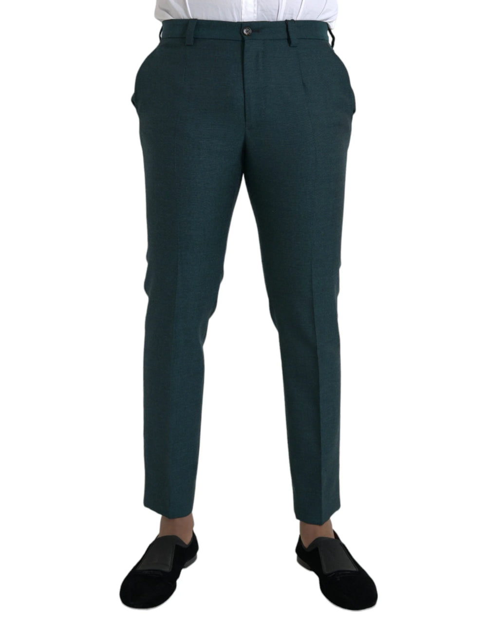 Dolce & Gabbana Green Wool Skinny Slim Dress Pants - IT48 | M - Trousers