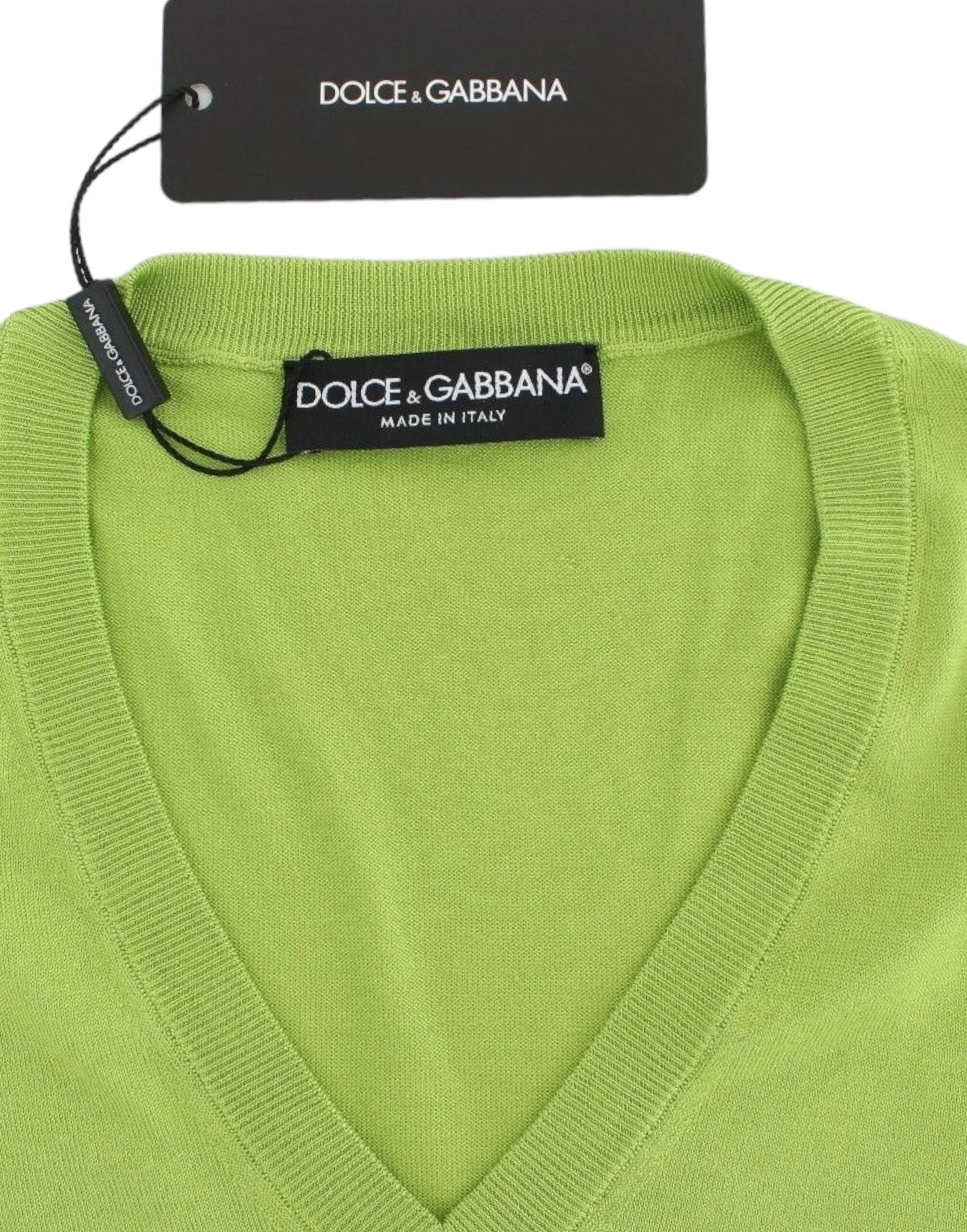 Dolce & Gabbana Green Wool V-neck Pullover Sweater Top - IT36 | XS - Sweaters