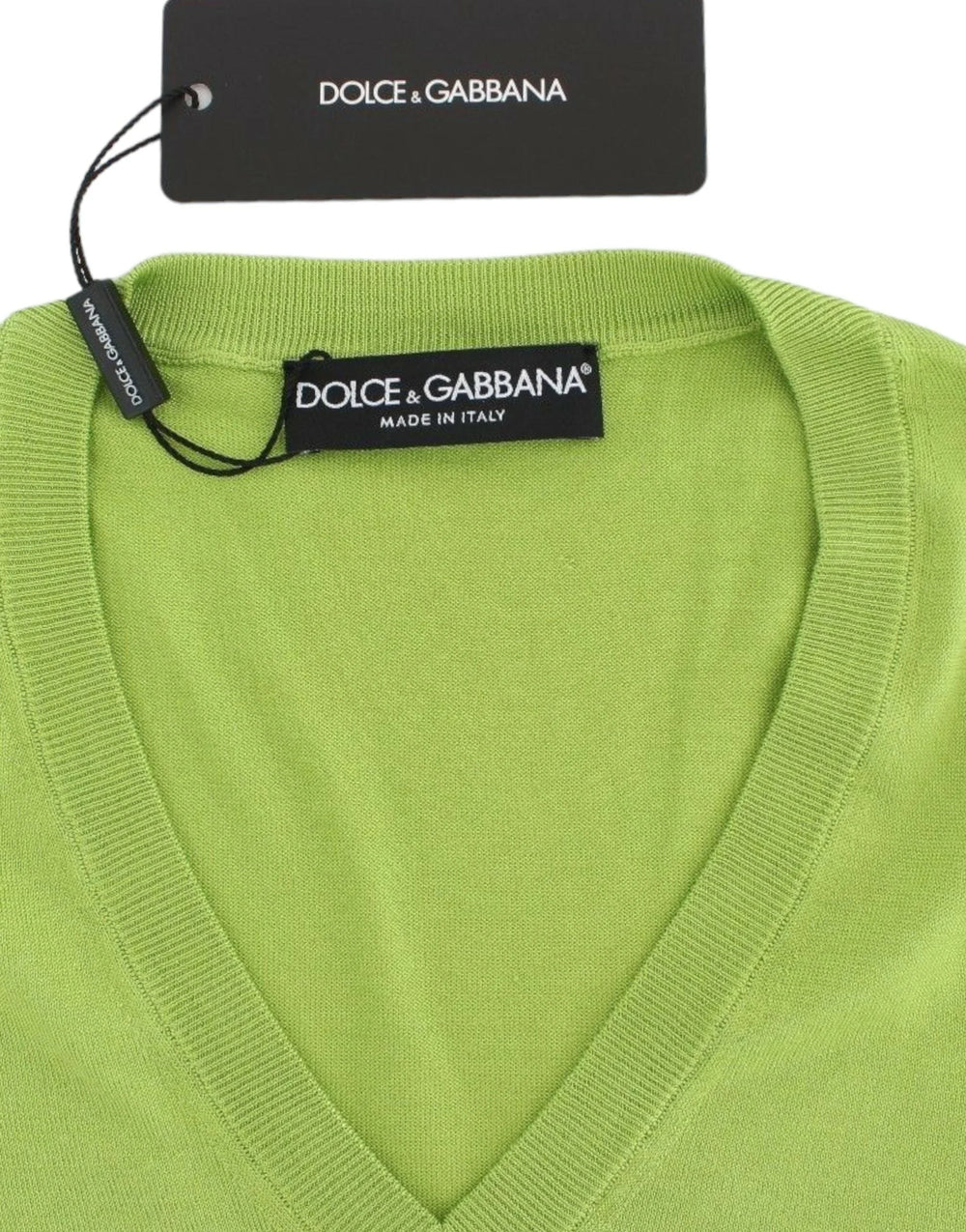 Dolce & Gabbana Green Wool V-neck Pullover Sweater Top - IT36 | XS - Sweaters