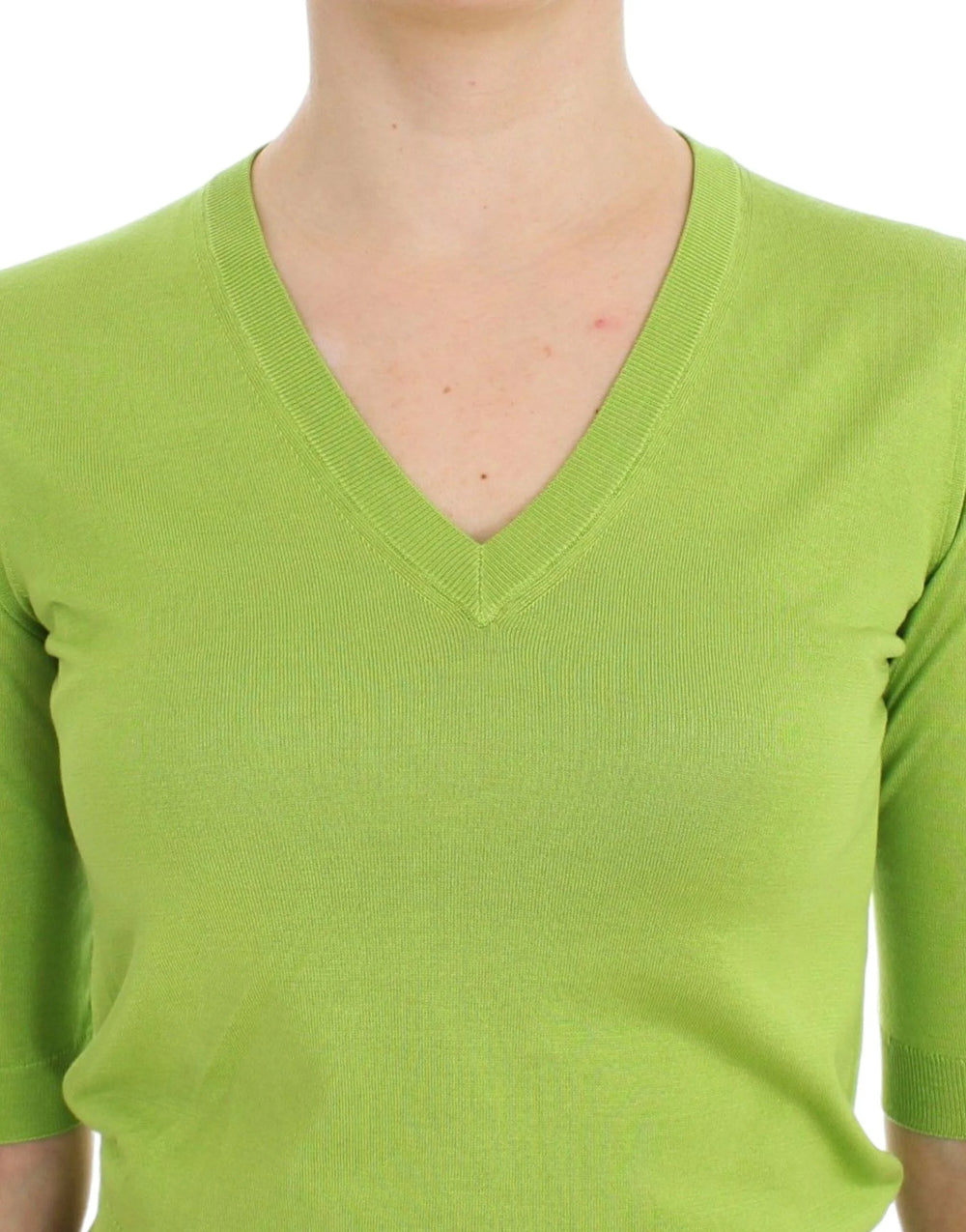 Dolce & Gabbana Green Wool V-neck Pullover Sweater Top - IT36 | XS - Sweaters