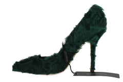Dolce & Gabbana Green Xiangao Lamb Fur Leather Pumps - EU40/US9.5