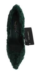 Dolce & Gabbana Green Xiangao Lamb Fur Leather Pumps - EU40/US9.5