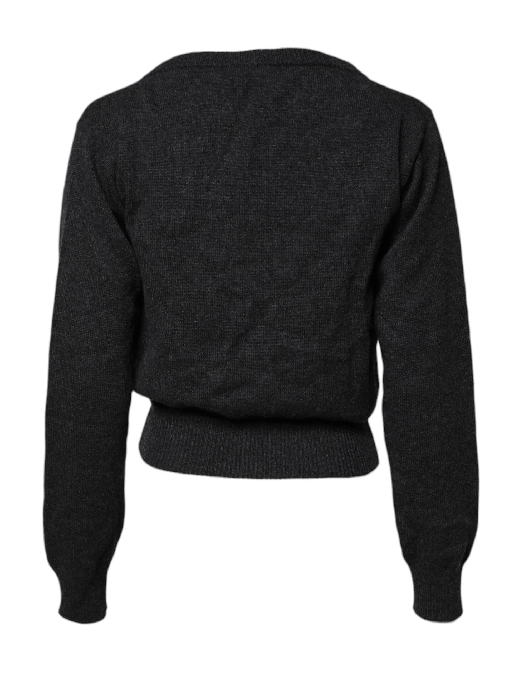 Dolce & Gabbana Grey Cashmere Deep V-neck Pullover Sweater - IT40|S - Sweaters