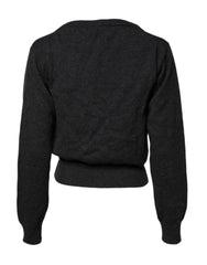 Dolce & Gabbana Grey Cashmere Deep V-neck Pullover Sweater - IT40|S - Sweaters