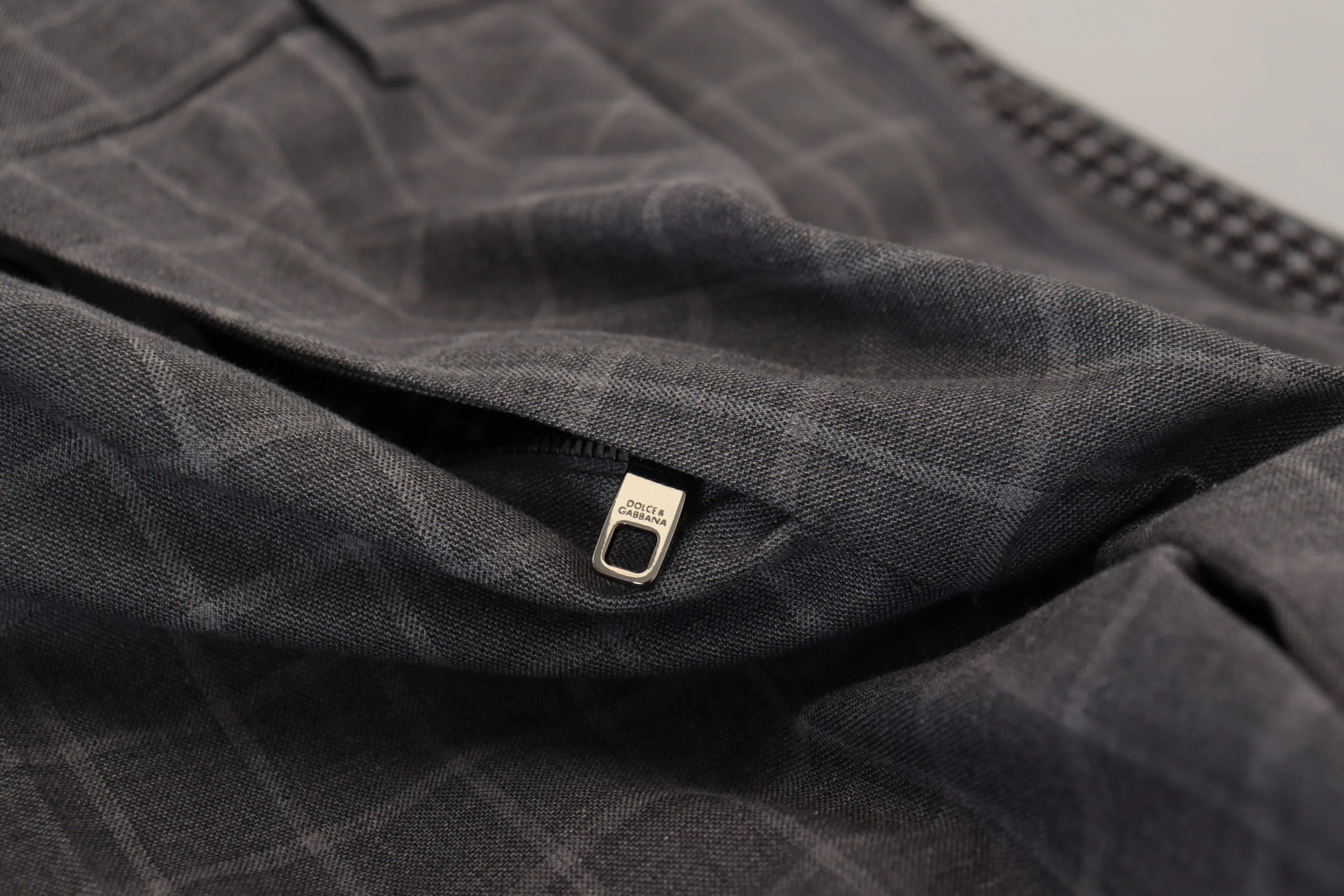 Dolce & Gabbana Grey Cotton Checkered Chino Pants - IT48 | M / Material: 100% Cotton - Chinos