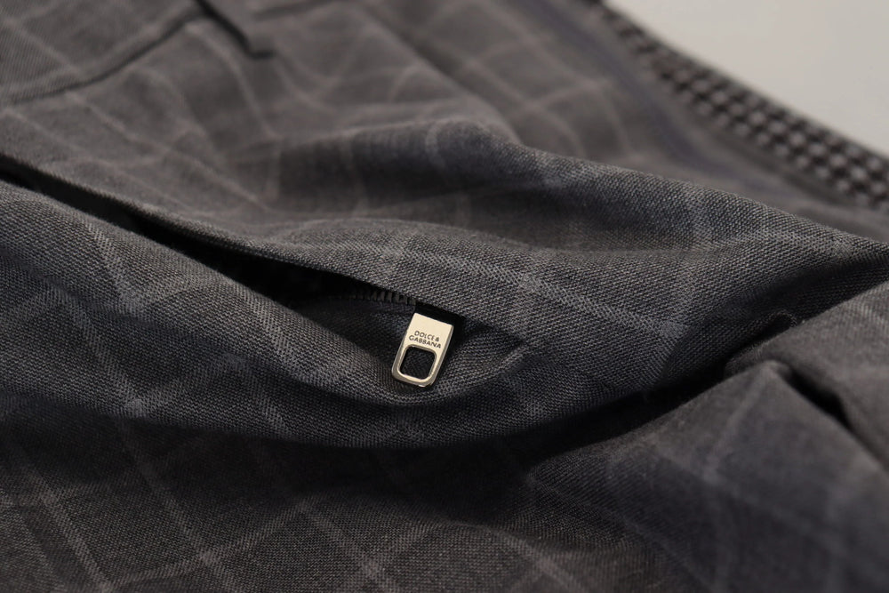 Dolce & Gabbana Grey Cotton Checkered Chino Pants - IT48 | M / Material: 100% Cotton - Chinos