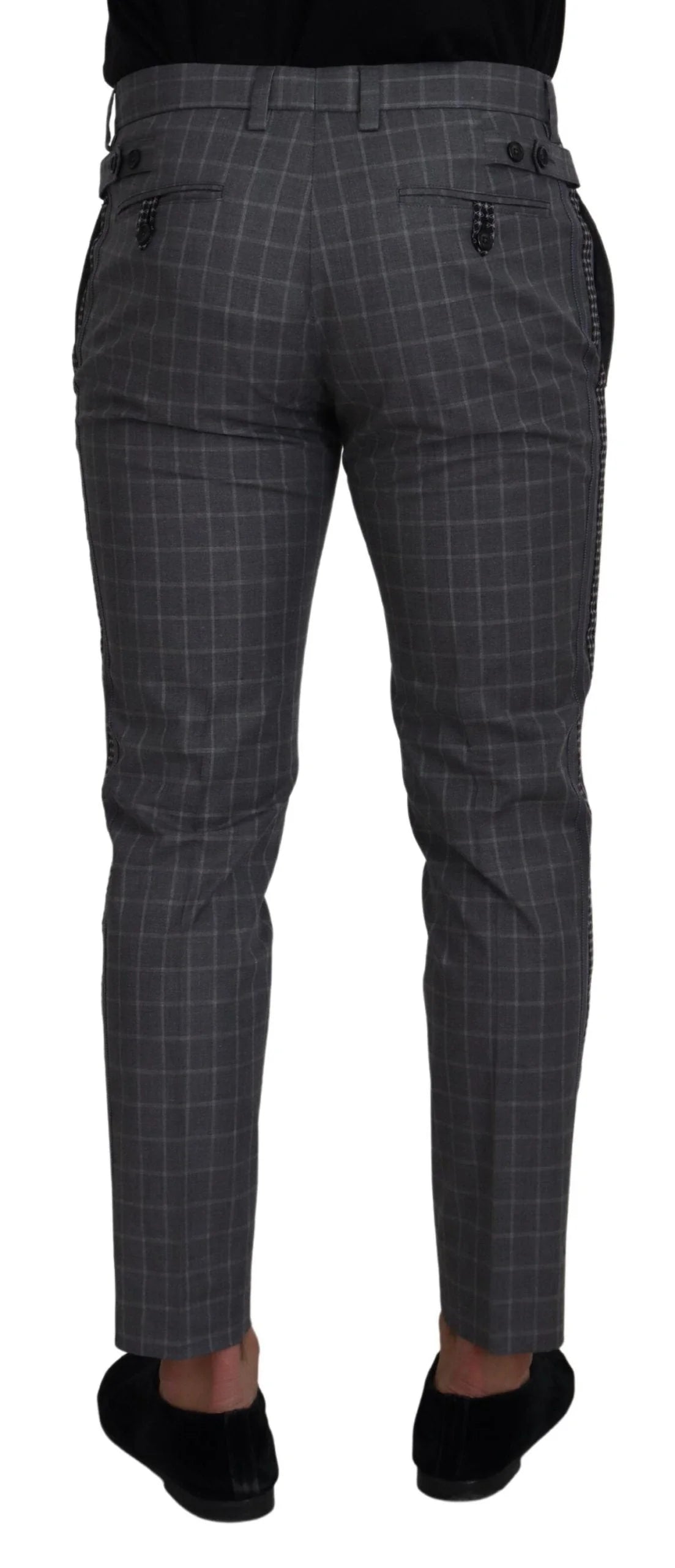 Dolce & Gabbana Grey Cotton Checkered Chino Pants - IT48 | M / Material: 100% Cotton - Chinos